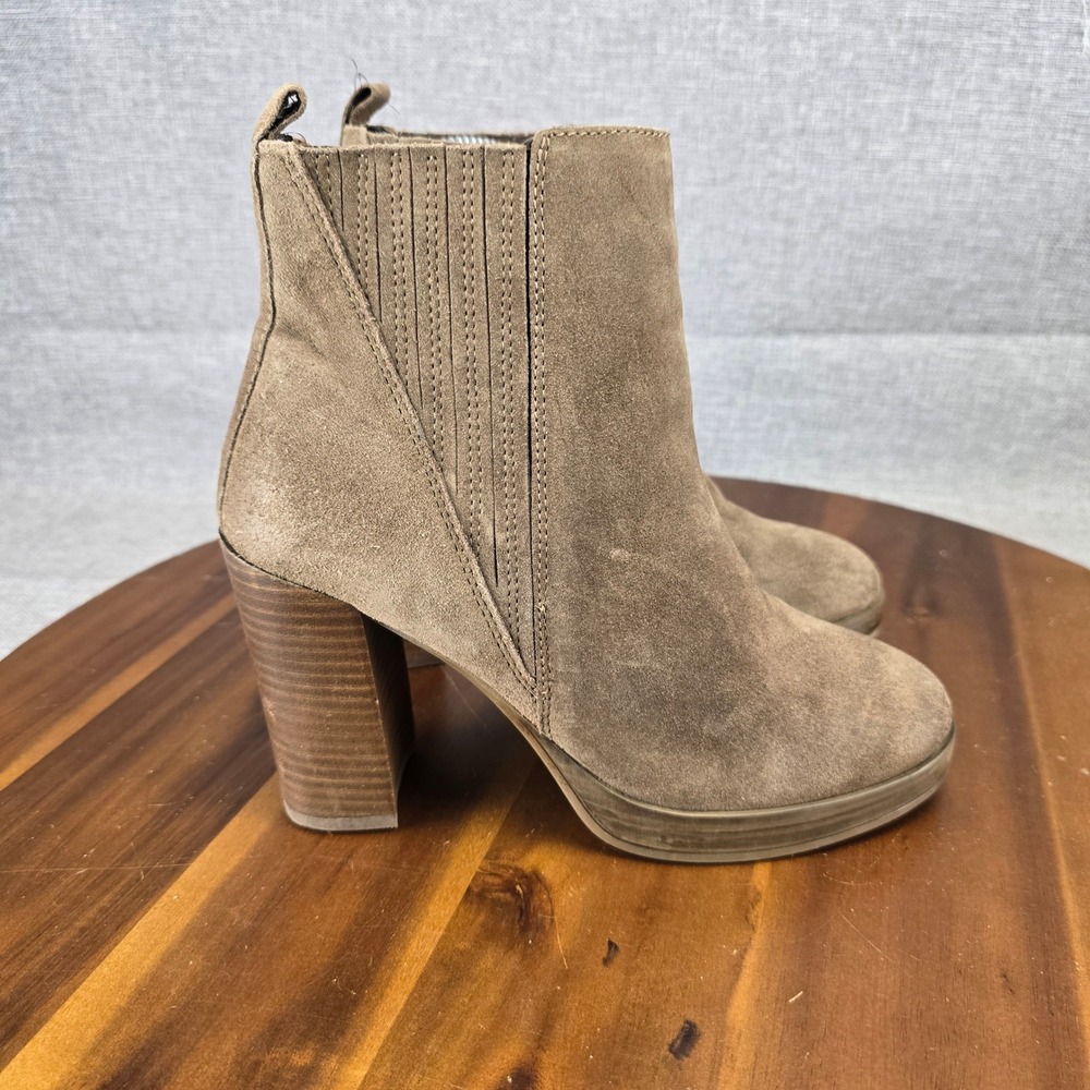 Aldo Womens‎ Taupe Suede Block Heel Chelsea Ankle Boots Size 8 Platform Booties